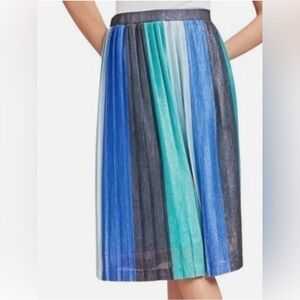 Anthropologie Metallic Blue Ombré Accordion Skirt